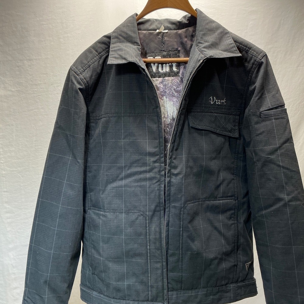 Vurt Plaid Jacket Full Zip Lightweight Coat Collared Gray‎ Mens Size Unknown